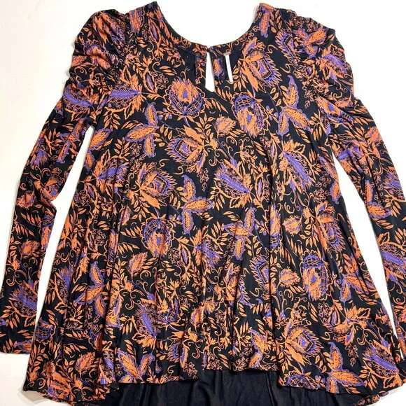 Free People Hello Lover Floral Tunic Dress Mutton Sleeve Oversized Castlecore - Picture 2 of 13